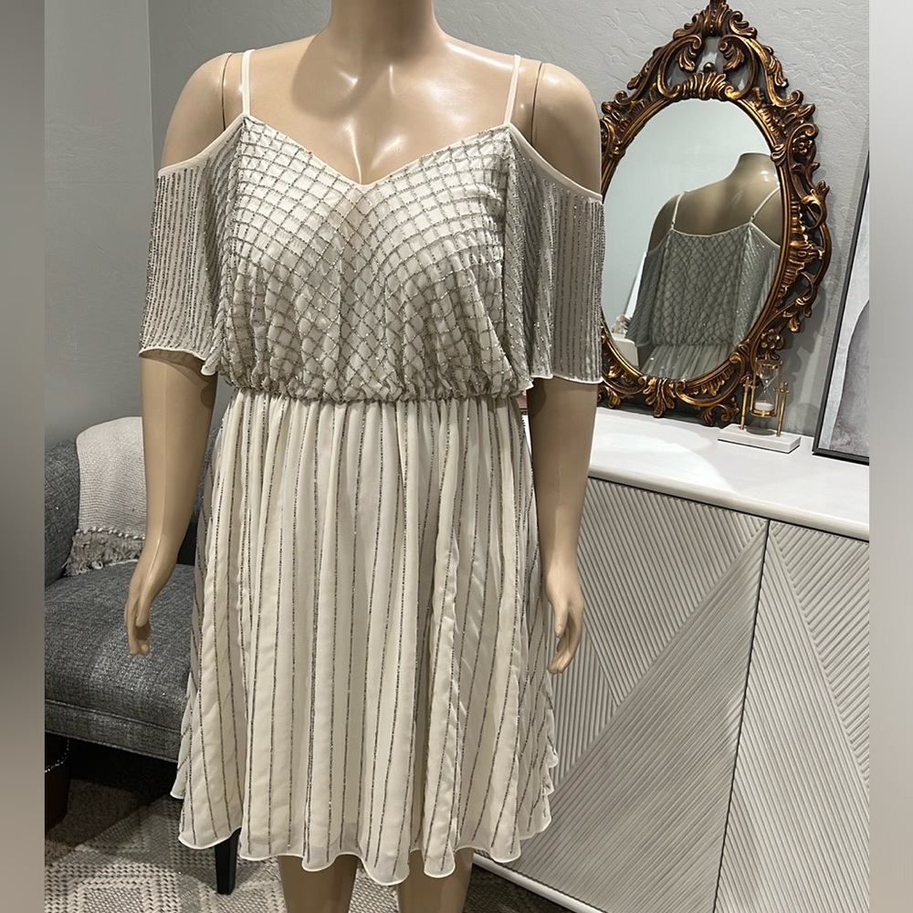 ASOS Curve beaded off the shoulder white dress sz 16
